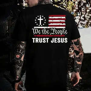 We The People Trust Jesus Remember Everyone Deployed RED 250 Years Anniversary Eagle American Flag 1776-2026 Heavy Cotton T-shirt, Independence day Patriotic, 4th of July Menswear Casual, Gift Streetwear Graphic Classic