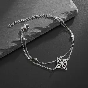 Stainless Steel Witchy Witch Knot Bracelet Irish Knot Double Layer Adjustable Bracelet Women's Fashion Lucky Fashion Jewelry