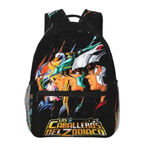 Cartoon Saint seiya Backpack Large capacity lightweight Caballeros del zodiaco figuras Shoulder Bag Multi-Purpose Caballeros del zodiaco Laptop Bookbag for Men Women  Ideal for Work Camping Travel, family & friends commemorative gift