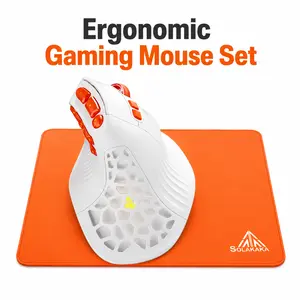 Solakaka E9 Pro Wireless FPS MMO Gaming Mouse & EP9 Gaming Mouse Pad Bundle, 10 Programmable Buttons, PAW3395 Sensor, 8K Polling, RGB, 4mm Control Pad