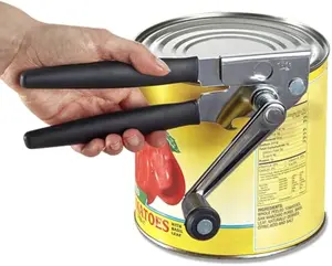 Universal Can Opener, Kitchen Hand Crank Manual Heavy-Duty Stainless Steel Can Opener with Comfortable Extra-Long Handles, Oversized Knob, Large Handheld Design for Easy Opening of Big Cans, Black, Kitchen Gadgets, Kitchenware