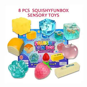 8-Piece Set Box Malt Sugar Stress Relief Fidget Toys, Sensory Bundle, Creative Slow-Return Squishy, Party Gift, 8 Different Styles