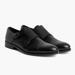 Thursday Boots Men's Saint Double Monk Strap Shoe In Black Leather
