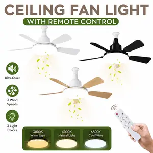 24-Inch Modern Low Profile Ceiling Fan with LED Light, Remote Control, 3-Speed Airflow, Dimmable Adjustable Ambient LED Lighting for Bedroom, Living Room, Adjustable Lights
