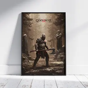 God Gaming Poster - Video Game Wall Art - Retro Game Poster - Game Room Wall Art - Vintage Poster - Gamer wall decor - Kratos Wall Art