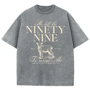 He Left The Ninety Nine To Rescue Me Unisex Washed T-Shirt, Christian Jesus  t shirts, Vintage 90s Graphic Tee Gift Cotton Top, Mineral color