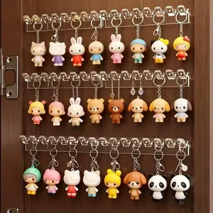 6-Piece 8-Hole Wall-Mounted Acrylic Display Rack for Handcrafted Figurines, Durable Multifunctional Jewelry Organizer for Necklaces Earrings Rings & Bracelets, Space-Saving Bathroom & Bedroom Storage Solution, Display Risers Stand, Display Holder