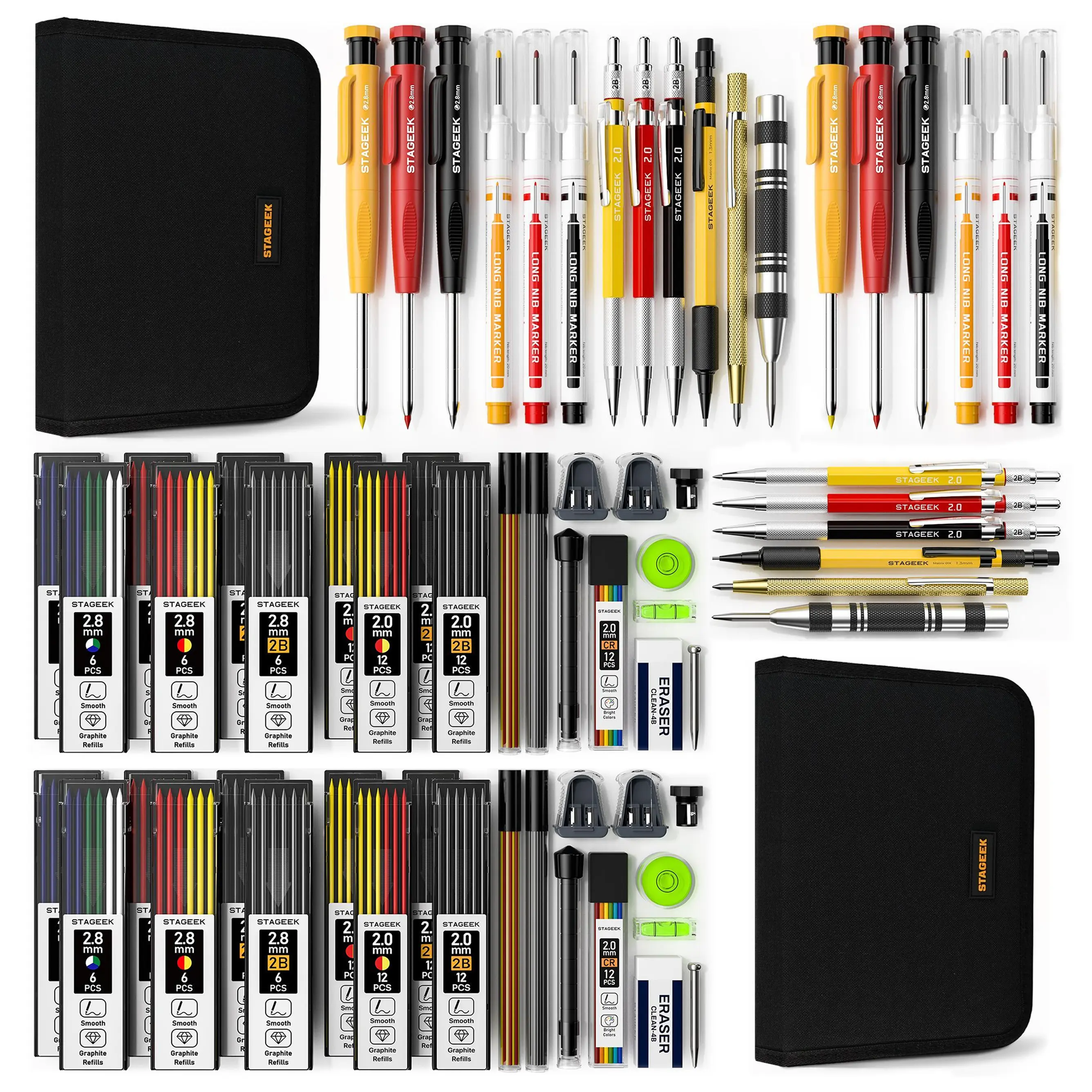 Buy 2 Get 1】STAGEEK 68 Pack Carpenter Pencil Set with Sharpener