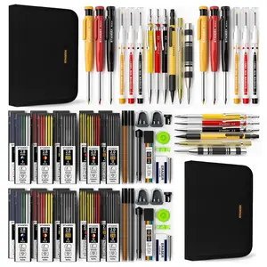 【Buy 2 Get 1】STAGEEK 68 Pack Carpenter Pencil Set  with Sharpener, 104 Pack Refills, Carbide Scribe Tool, Heavy Duty Construction Pencils for Architect Woodworking, Art Supplies - With Canvas Case