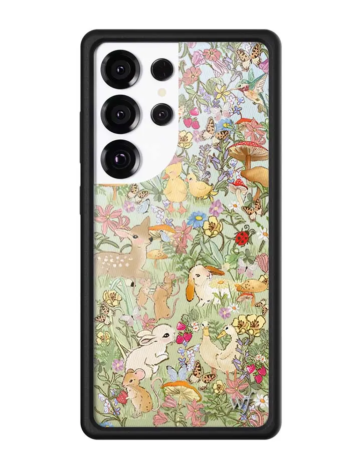 Taylor Giavasis | Limited Edition Trendy Samsung Galaxy Case | Raised Protective Black Bumper | Women Owned Small Business | Cute Wildlife Creatures Deer and Bunnies and Mice Floral | Safety Casing Protective | Gift for Her