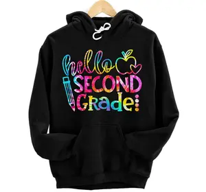 Hello Second 2nd Grade Teacher First 100 Day Of School Pullover Hoodie