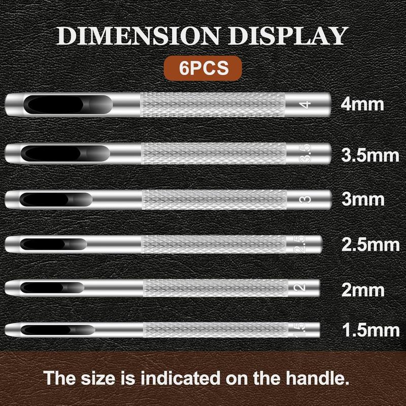 Hollow Leather Hole Punch Set with 6 count Steel Tools (1.5mm-4mm) - Hole Punch Tool for Belts, Felt & Gaskets - Belt Hole Puncher for Leather Crafts Hollow Leather Hole Punch Set with 6 count Steel Tools (1.5mm-4mm) - Hole Punch Tool for Belts, Felt & Gaskets - Belt Hole Puncher for Leather Crafts