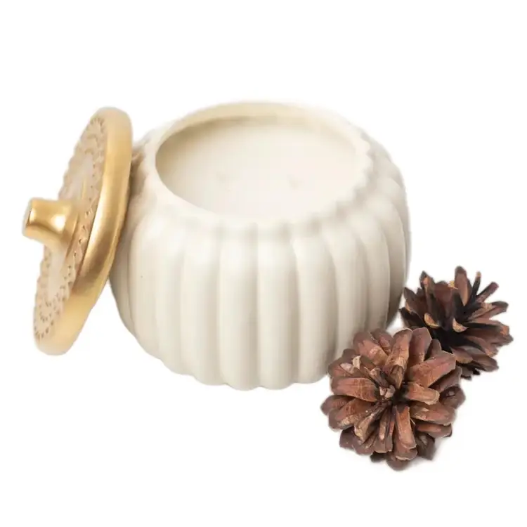 Cashmere Pumpkin Candle Luxury Fall Decor 24 Oz Large Coconut Wax Jar with Gold Lid Autumn Centerpiece Gift