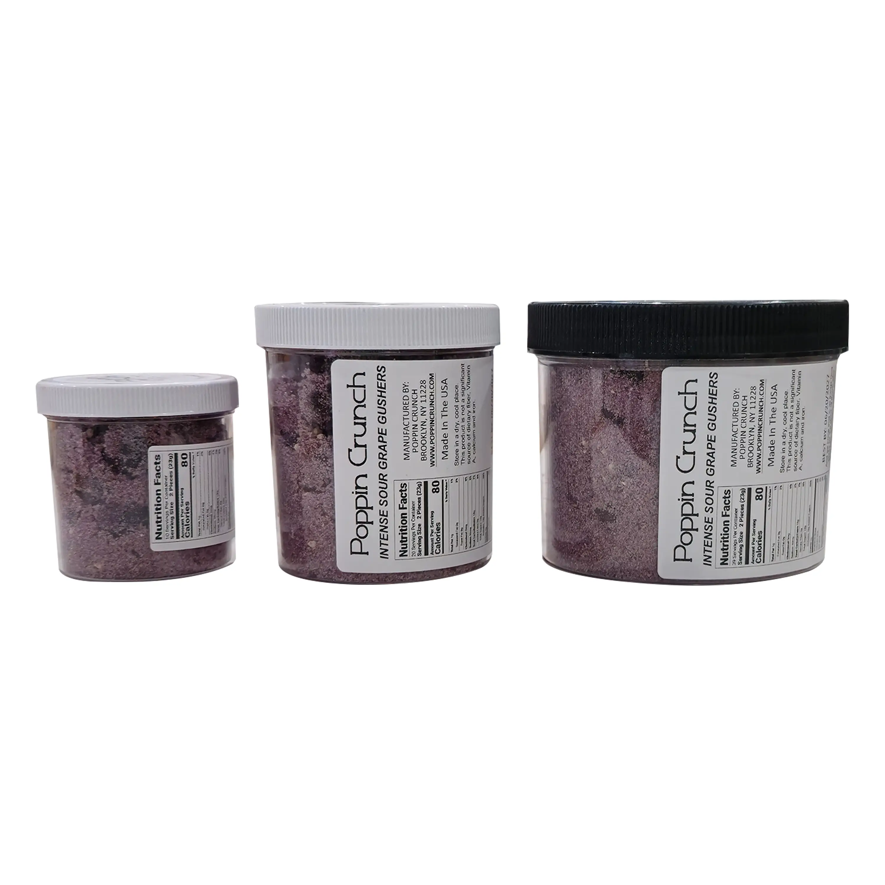 Poppin Crunch Intense Grape Gushers Candy Snacks 1 - 2 LBS - Choice of Sweet or Sour Bonbon Candies Corn Sugar