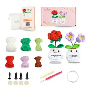 YES.SISTER Rose and Lily of the Valley Crochet DIY Kit - Essential for Beginners, Cotton Yarn, Video Tutorial, Handmade Gifts and Home Decor