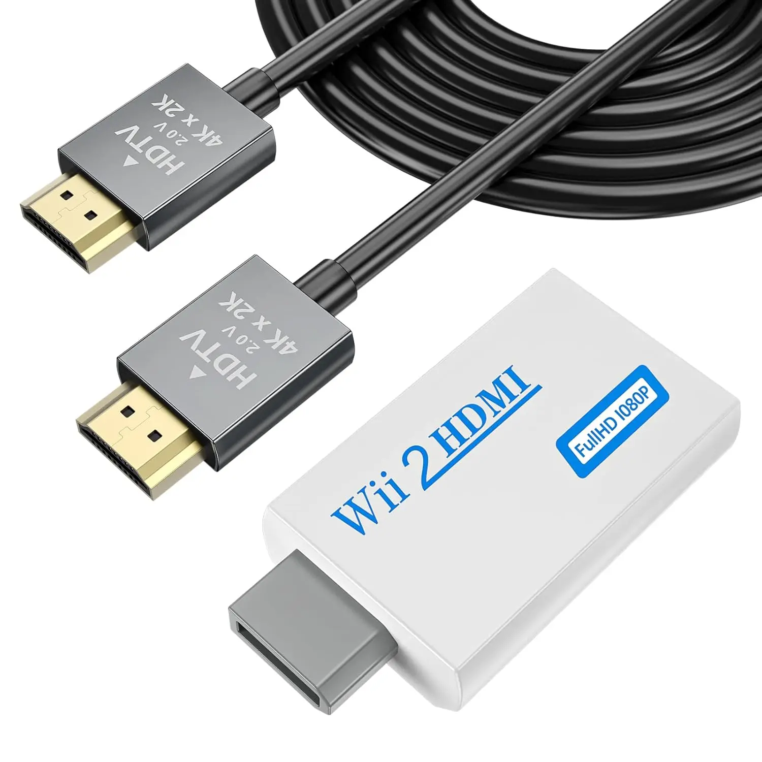 Wii to HDMI Converter 1080P for Full HD Device, Wii HDMI Adapter with 3,5mm Audio Jack&HDMI Output Compatible with Wii, Wii U, HDTV, Monitor-Supports All Wii Display Modes 720P, NTS
