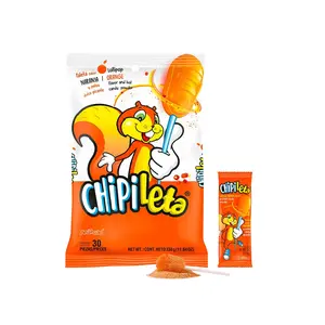 Chipileta Original Orange Lollipop Orange Flavor And Hot Mexican Candy Powder Paleta 30 Pieces