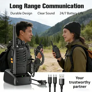 Walkie-talkie set  16 Channel, Two Way Radios UHF Handheld Transceiver with USB Charging Station & 2-in-1 Cable, Original Earpieces Included, Rechargeable Walky Talky for Camping Hiking Outdoor Work Business walkie talkie