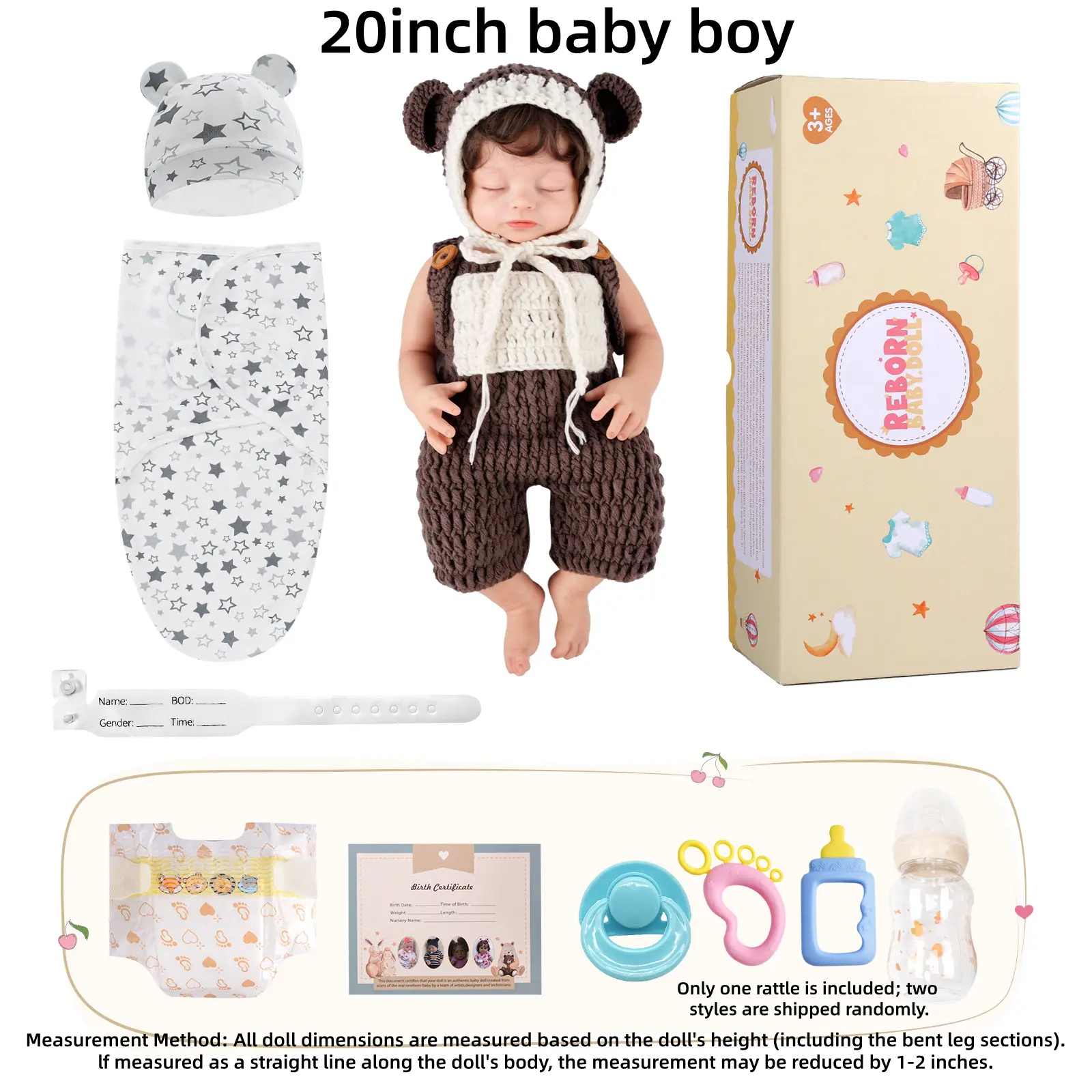 20 inch-brown-baby boy with brown hair