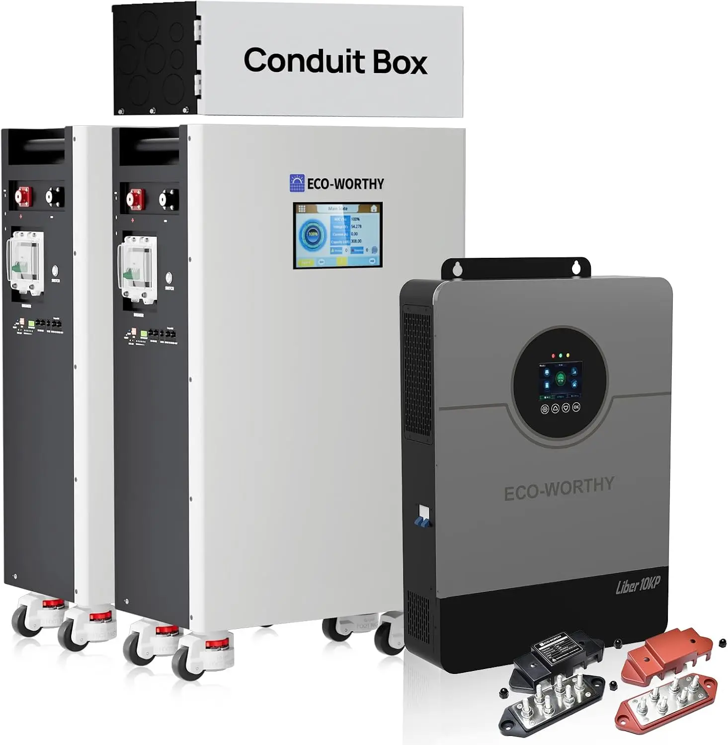 【SOLD OUT】ECO-WORTHY Powermega 48V 314Ah(2 Pack) LiFePO4 Energy Storage System with 10kW Hybrid Inverter, Smart Active Balancing BMS, Built-in Bluetooth&WiFi, 7" LCD, RS485/CAN/RS232 for Off-Grid&Home Backup