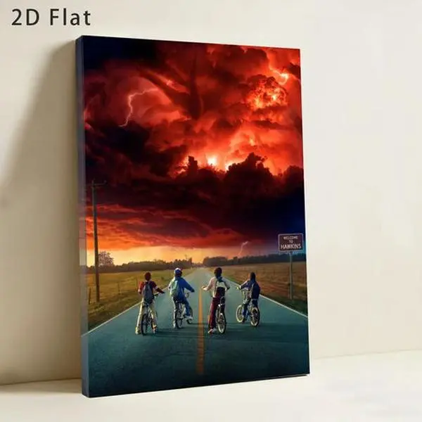Wooden Framed Stranger Things Canvas Print Wall Art, Premium Matte Waterproof Retro Sci-Fi Poster Decor for Game Room & Bedroom - Great Gift for TV Show Fans