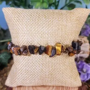 Tiger's Eye Crystal Chip Bracelet for Strength, Courage, and Decision Making hippiejewelry earthy jewelry