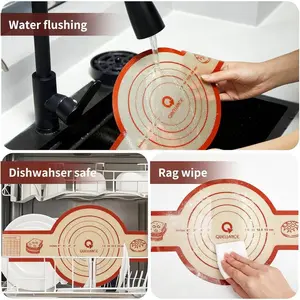 Silicone Sourdough Bread Sling Mat - 2Set round Dough Baking Slings for Dutch Oven, Nonstick High Degree Kitchen Sourbread Making Loaf Pan Lifter Liner, Reusable Cooking Transfer Mats with Long Handle