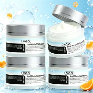 VGO Snail Mucin Hyaluronic Moisturizer 50g Daily Face Gel Cream + 30ml/60ml Vitamin C Facial Serum Essence, Skin Repair, Anti-Wrinkle, Oil-Free, Lightweight, Hydrating for Normal Adults Moisturizing