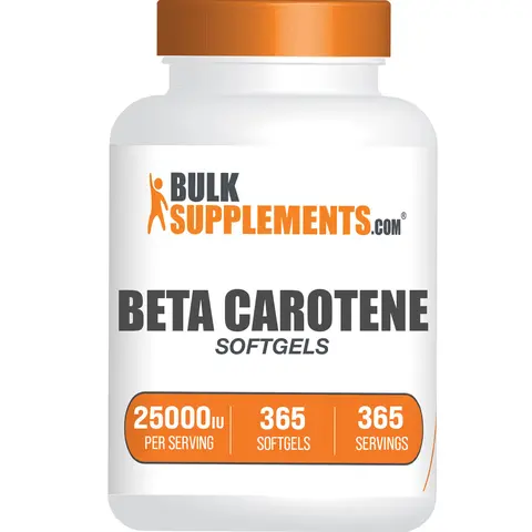 BulkSupplements Beta Carotene Softgels - Dietary Natural Antioxidant Support - 25000 IU per Serving - 365 Count - Eye Health, Cellular Health & Natural Defense Vitamins & Minerals for Fitness