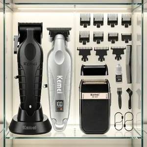KEMEI Hair Clippers for Men, Professional Clipper and Trimmers Set, Cordless Zero Gap Trimmer for Men with LED Display
