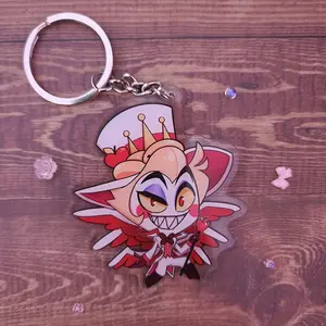 Acrylic Keychain Lucifer Hazbin Hotel Double sided 2.5 in double boarded steel keyring topper