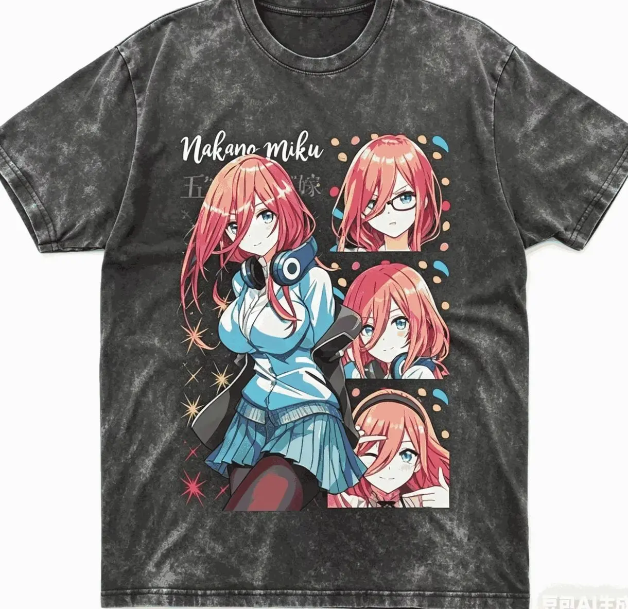 Anime Nakano Ichika The Quintessential Quintuplets Washed T-shirt Clothes Year round clothing Vintage Loose Short Sleeve Tshirt