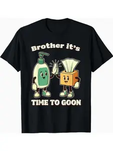 Men's Funny Goon Squad Cleaning Products Meme T-Shirt - Brother It's Time to Goon Toilet Paper & Cleaning Supplies Graphic, Black with White Text, Lightweight Casual Round Neck Short Sleeve Tee for Office Parties, Goon Squad Merchandise