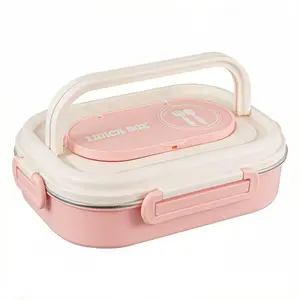 304 Stainless Steel Insulated Bento Box, Partitioned Lunchbox for Students and Office Workers, Sealed Portable Bento with Soup Bowl