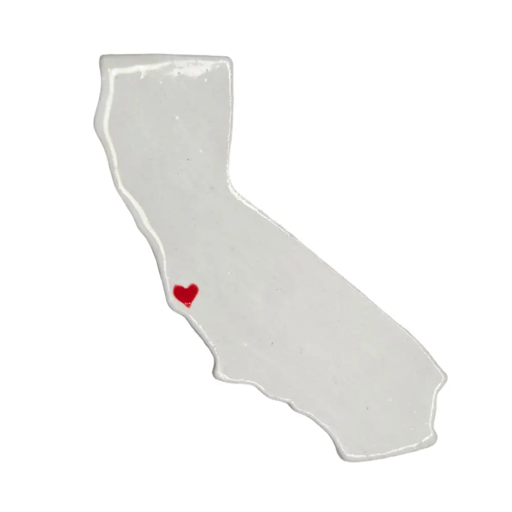 Monterey Ceramic Magnet - Handmade Central Coast California Souvenir with Heart Design