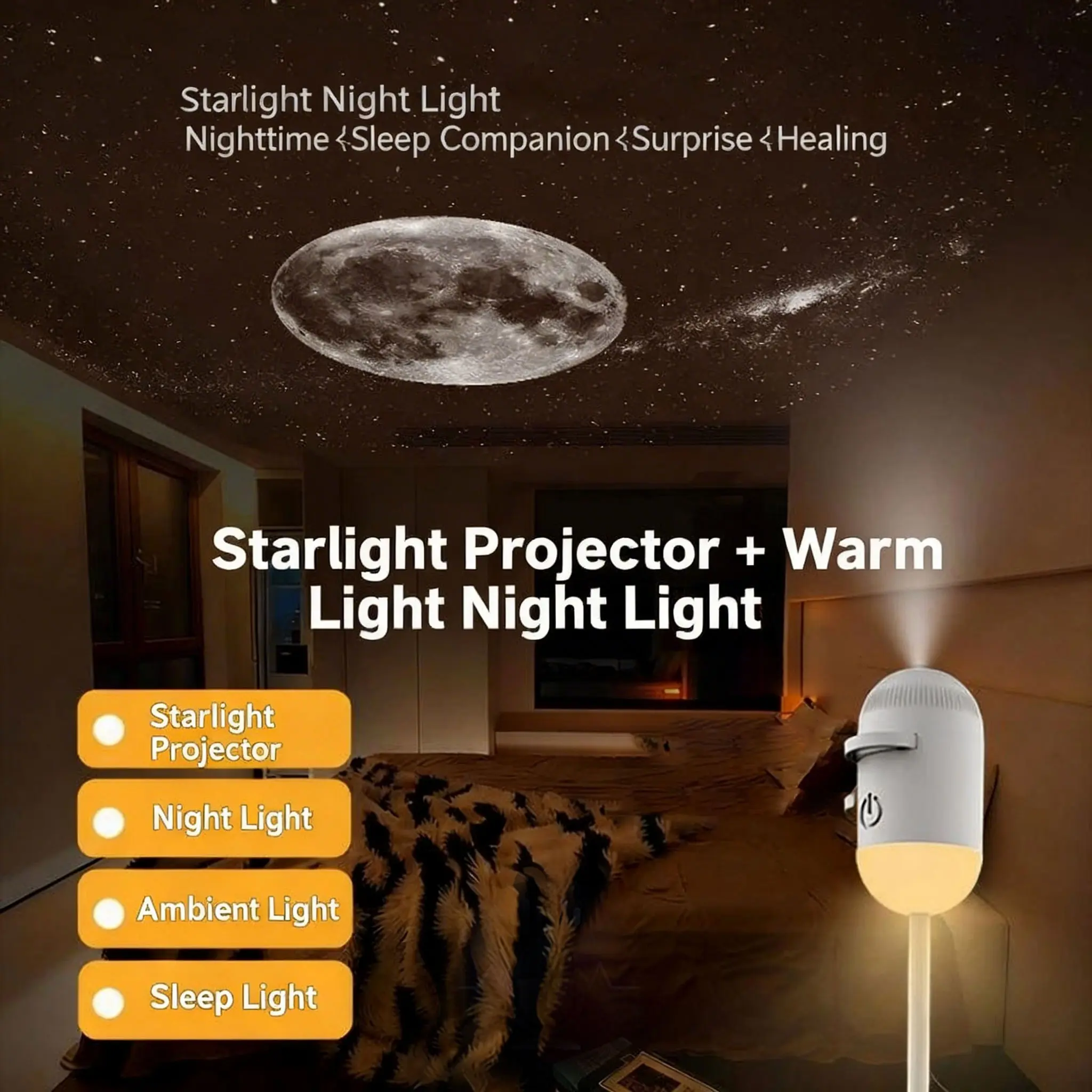 Mini LED Galaxy Starry Projector - USB-Powered Decorative Light with 2 Projection Films, Adjustable Brightness, LED Effects, Lighting Vibes, Bedroom Ceiling Lamp for Home Festive Decor