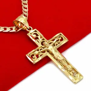 Cadenas & Colgantes Cuban 14K Zircon Stone 12mm Cross Pendant for Adults - Elegant Design with Elegant Chain