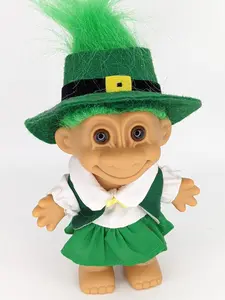 Troll Doll Good Luck Clover St.Patricks Day Irish 5" Vintage Collectible Vinyl Figure - Perfect for Collectors and Fun Gifts