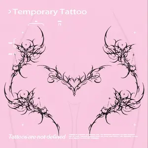 E-girl Thorn Heart Herbal Juice Temporary Tattoo Sticker Waterproof Long Lasting Non-reflective Y2K Cool Cute Realistic Fake Tattoo Sticker Tattoos Ins Niche Belly Waist Tattoo Sticker