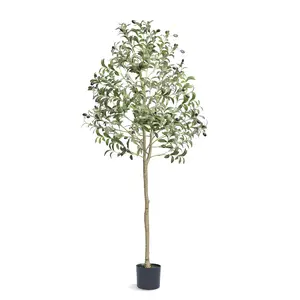 VEVOR Artificial Olive Tree, TikTokShopBlackFriday, 5 FT Tall Faux Plant, Secure PE Material & Anti-Tip Tilt Protection Low-Maintenance Plant, Lifelike Green Fake Potted Tree for Home Office Warehouse Decor Indoor Outdoor Decorative Fruit