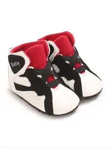 Baby's Patchwork Lace Up High Top Sneakers, Infant High Tops, Casual Comfortable Breathable Non-slip Sole Baby Walking Shoes, Newborn Infant Toddler Shoes