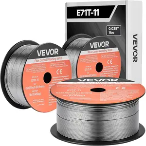 VEVOR Flux Core MIG Welding Wire, E71T - 11 0.03 - inch 2 LBS, Gasless Mild Steel Welding Wire with Low Spatter for All Position Arc Welding, Self - Shielded for Outdoor Use