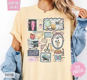 Teacher Collage Shirt Comfort Colors, Trendy Women's Tshirt