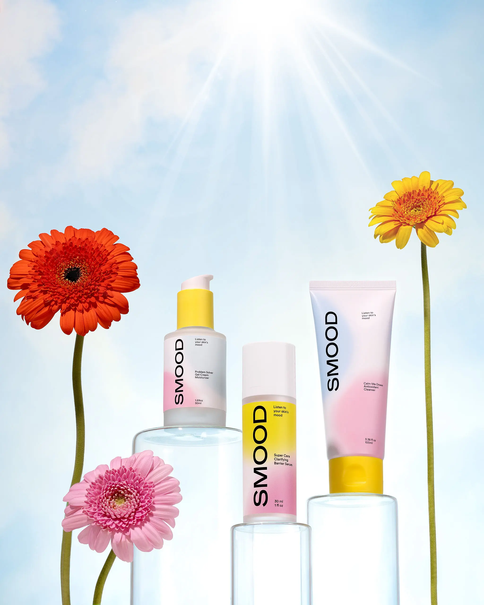 The Smood Experience Kit - For sensitive and breakouts, Cleanser, Serum, Moisturizer Set. Korean Skincare.