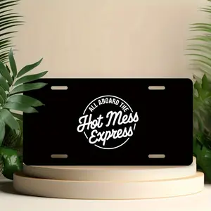 License Plate, Front Decorated with Heat-Printed Messy Courier Logo, Unisex Aluminum License Plate Cover, 12inch X 6inch 12inch X 6inch