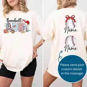 CUSTOM Baseball Coquette Aunt Shirt With Kids Name, Baseball Game Day Sweatshirt, Gift For Aunt