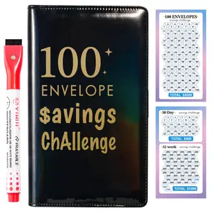 A6 100 Days Money Saving Challenge Binder, $5050 Savings Budget Book with Marker, No-Fold Money Organizer, Great Gift for Everyone