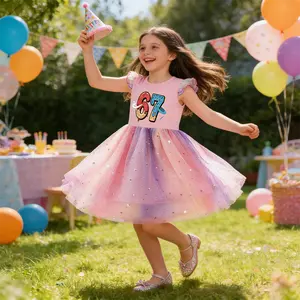 Number 67 Polka Dot Style Summer Dress for Girls Skin-Friendly Breathable Kids Fashion Burst Dress