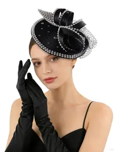 1pcs Fascinators Elegant Rhinestone Bridal Wedding Fascinators Hat Tea Party and Cocktail Hat for Women, Vintage Style, Beaded