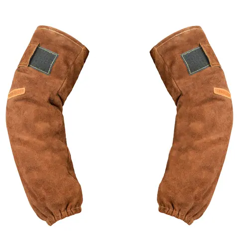 YESWELDER 18.9in Cowhide Leather Welding Work Sleeves - Heat & Flame Resistant Arm Protection with Kevlar Stitching, Cotton Lining, Velcro, Adjustable Velcro on Arm, Elastic Cuff